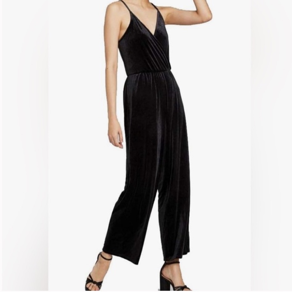 {Wild Fable} Black Velvet Spaghetti Strap V-Neck Jumpsuit